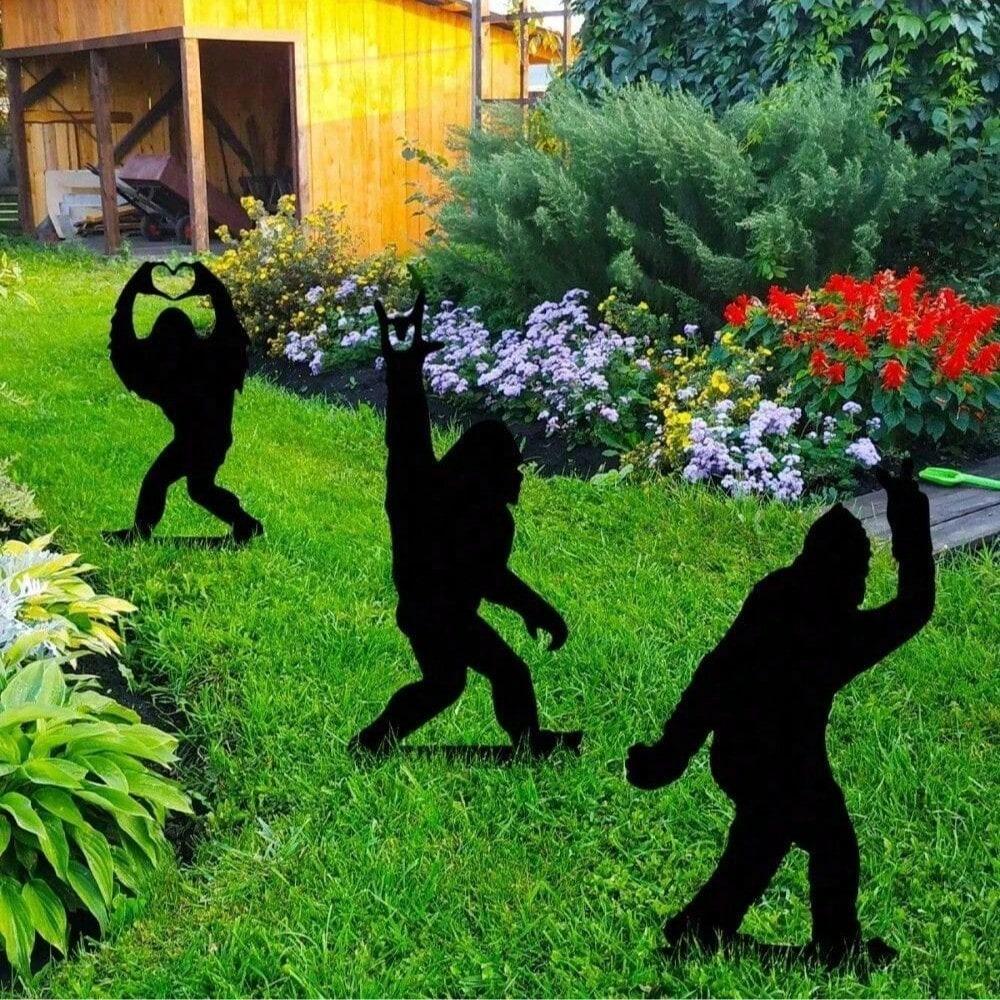 Metal Garden Stake Bigfoot Ornament Outdoor Decor Patriotic Yard Art Modern Home Accent