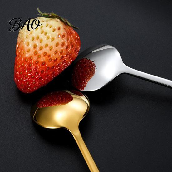 Stainless Steel Gold Spoon Coffee Spoon, Round Small Teaspoon for Mini Desserts Dessert, Creative Stirring Ice Cream Multi-purpose