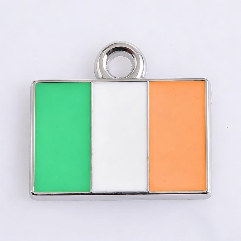 5pcs/Lot Different Countries Flags Enamel Charms For Jewelry Making Supplies Rectangle Silver Color Pendants Handmade Materials