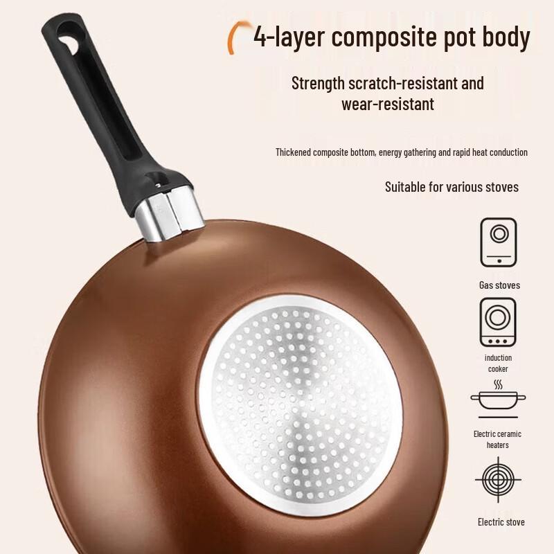 Aishida Lightweight Non-stick Flat Bottom Wok