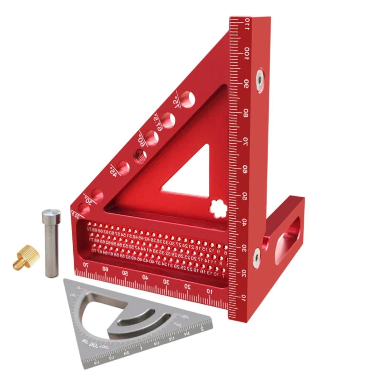 

3D Multi Angle Measuring Ruler, 45/90 Degree Aluminum Alloy Woodworking Square Protractor, Drawing Line Ruler, For Woodworking