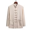 Chinese Traditional Clothing Set Man Spring Fall Linen Buckle Kung Fu Shirt Oriental Retro Top Pants Tai Chi Breathable Uniforms Hanfu