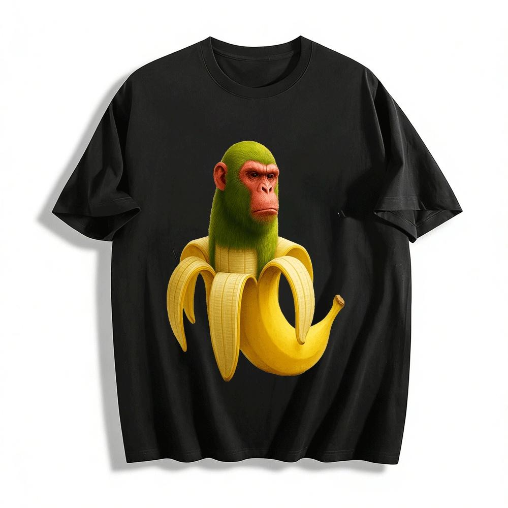 

Funny Banana Monkey Graphic Casual Short Sleeve T-Shirt Pure cotton T-shirt XXS