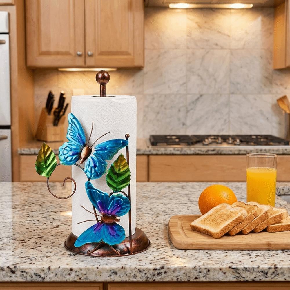 Iron Butterfly Paper Towel Holder One-handed Tear Standing Toilet Paper Holder  Bathroom