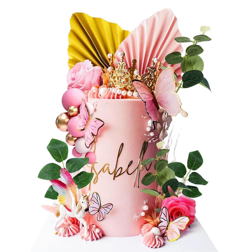 Böhmisch Rosa Happy Birthday Kuchen Dekoration, Party Desserttisch Dekoration, Rosa Gold Kuchen Kugel