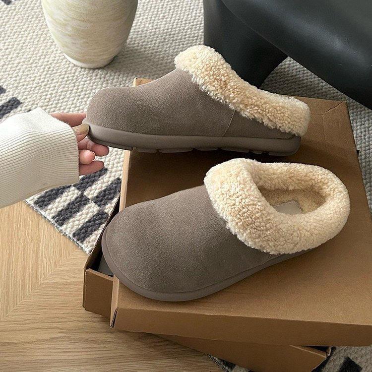 

Обувь Мао Мао женские теплые шерстяные хлопковые тапочки женская обувь сумка голова маленький картофель ленивые на одной педали 2025 тапочки на толстой подошве 40