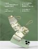 Folding Pocket Umbrella with Floral Oil Light Heat Sun and Rain Manual Six Windproof and with Storage Popular for Women Painting, Mini, Blocking,