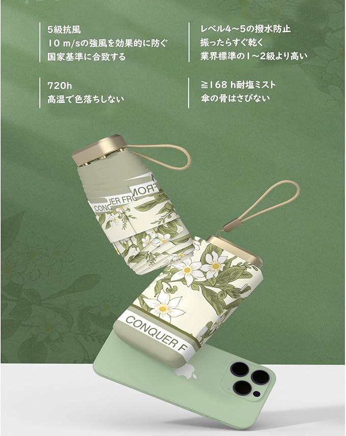 Folding Pocket Umbrella with Floral Oil Light Heat Sun and Rain Manual Six Windproof and with Storage Popular for Women Painting, Mini, Blocking,