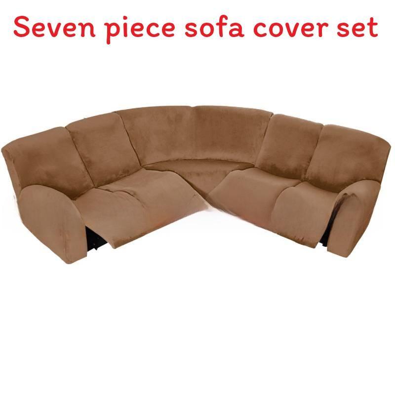 Velvet Lshaped Seven Piece Sofa Cover Set With Stretch Material For Corner Sectionals