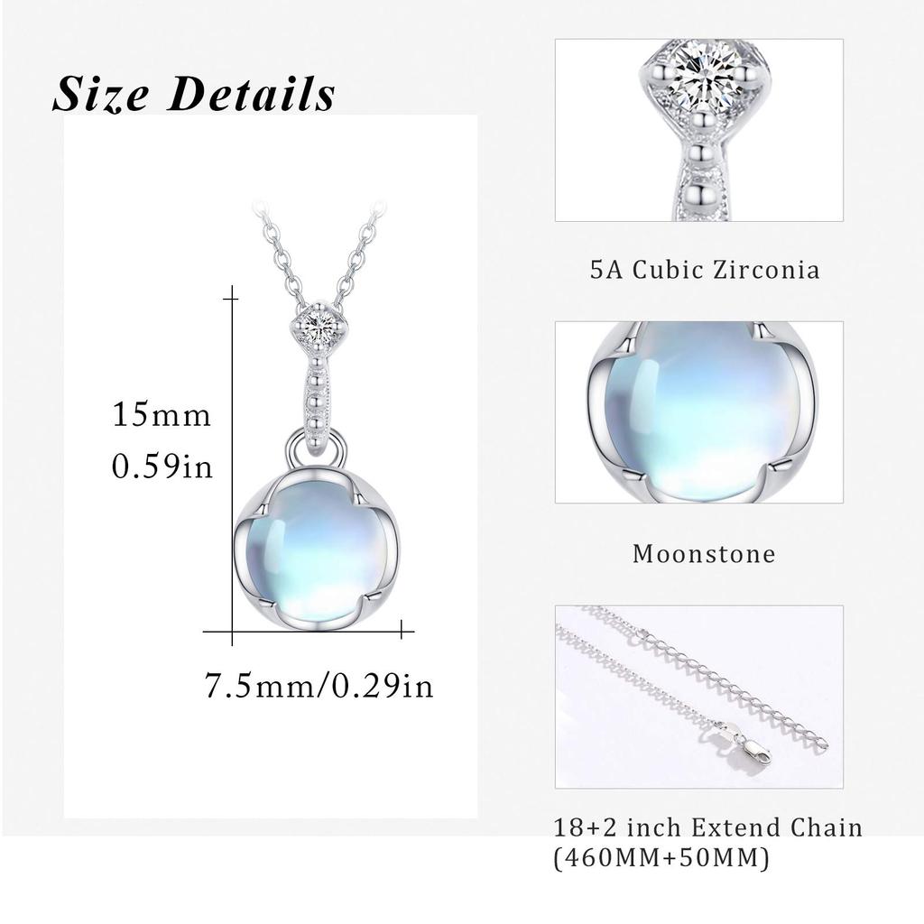 CUOKA MIRACLE Moonstone Necklace Choker for Women - 925 Sterling Silver Simple and Elegant Rainbow Synthetic Moonstone Jewelry - Birthday Gift
