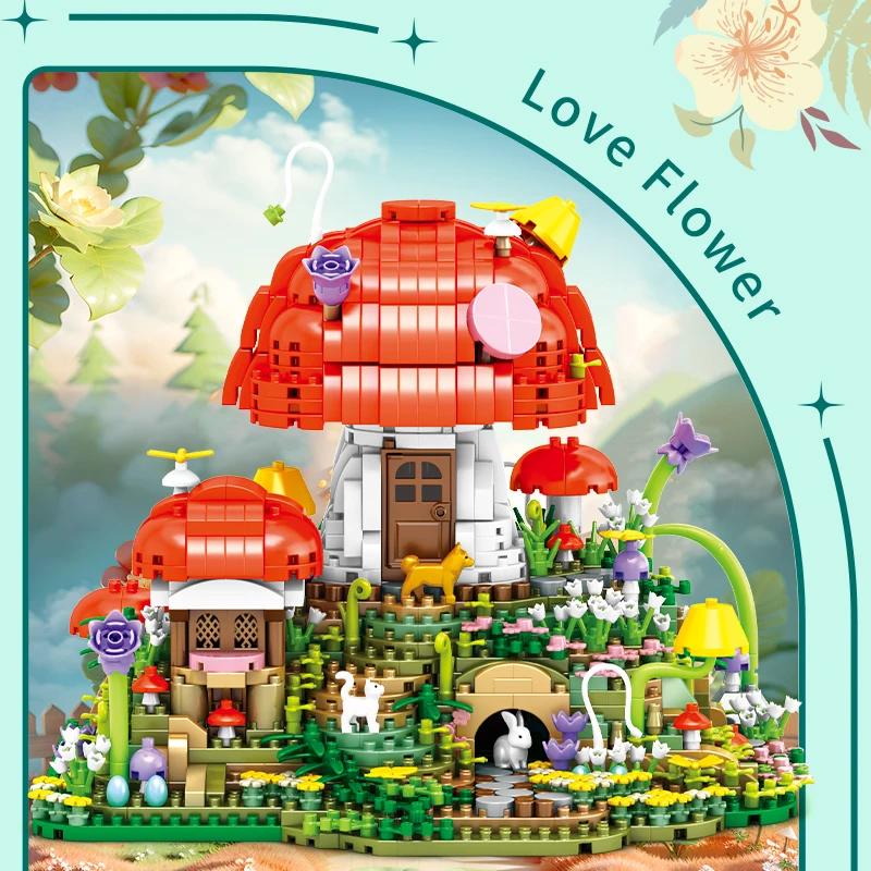 First-Class Forest Mushroom First-Class Cottage High-Standard Construction-Set High-Standard Assembly-Bricks Collection Kit High-Standard Creative