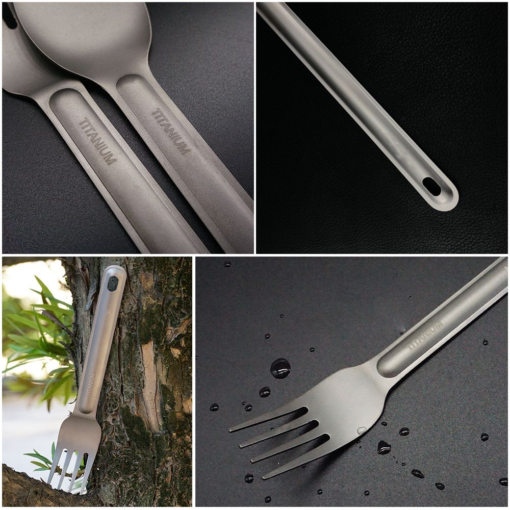 Portable Ultralight Titanium Long Handle Spoon Outdoor Camping Cookware Cutlery Fork Environmental Outdoor Picnic Accessories