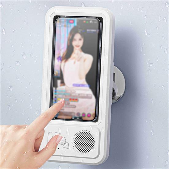 Yousheng Waterproof Mobile Phone Holder with Bluetooth-compatible Speaker Adjustable Rotation Shower Phone Stand Touch Screen Bathroom Mount