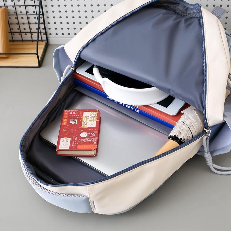 Large Capacity Backpack Student Lightweight Schoolbag Color Contrast Backpack