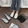 Baotou soft-soled half-slippers women's 2025 spring new retro woven hollow-soled thick-soled one-pedal lazy cool slippers
