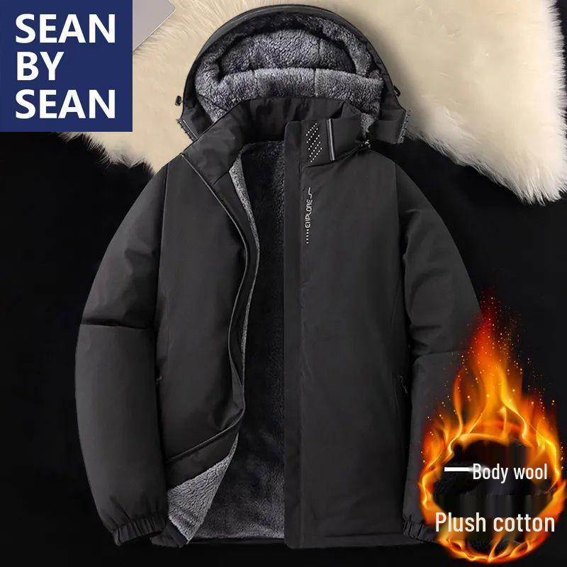Men's Winter Windproof Waterproof Cotton Jacket with Velvet Lining - Warm Outdoor Coat for Takeaway Riders