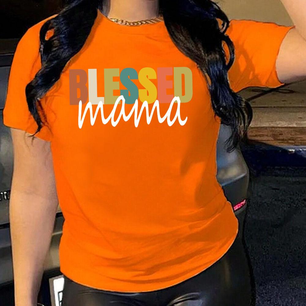 Cotton T-Shirt Short Sleeve Round Neck Women 2d Print Tops