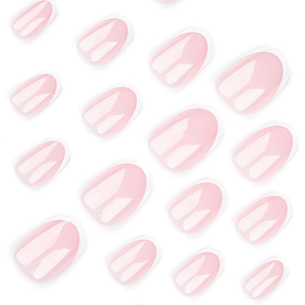 24 Pieces Classic French Wear Nail Short Short Round Nail Art Naked Powder Wear False Nail Removable Nail Pad