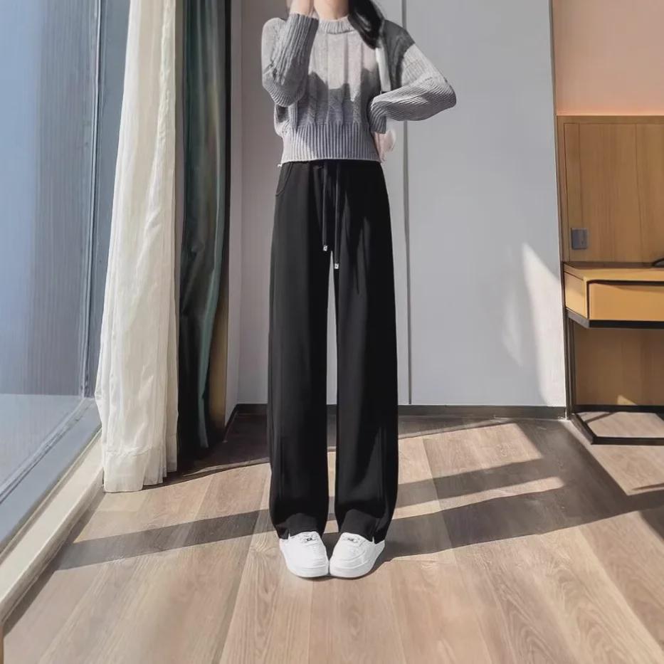 High-Waisted Pink Wide-Leg Pants for Women - Slimming, Casual, Spring/Autumn