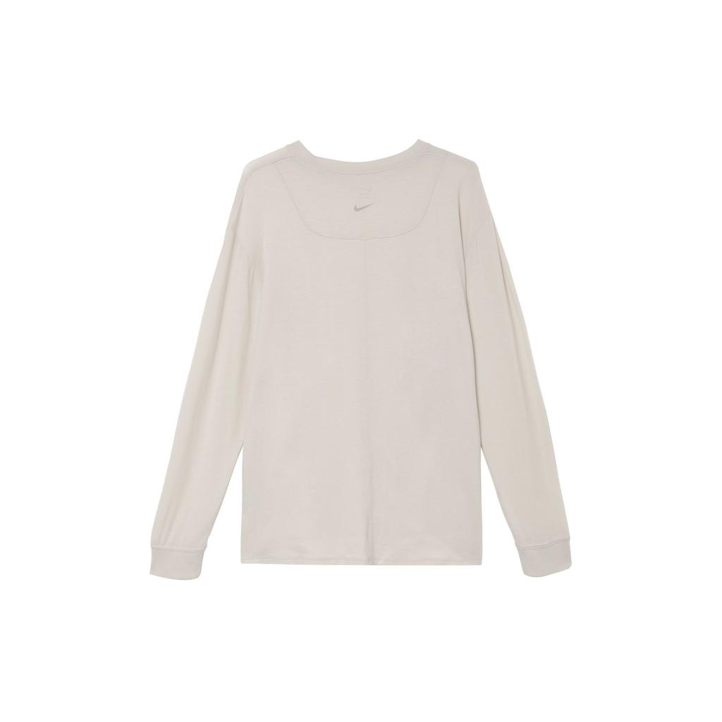 Nike One Relaxed Solid Color Crew Neck Long Sleeve T-Shirt Women Tops Light-Redwood-Brown FN2818-104