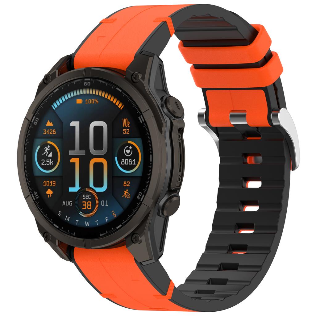 26mm Watch Band For Garmin Enduro 3/Fenix 8 51mm/Instinct 2X Leather Coated Silicone Adjustable Length Strap