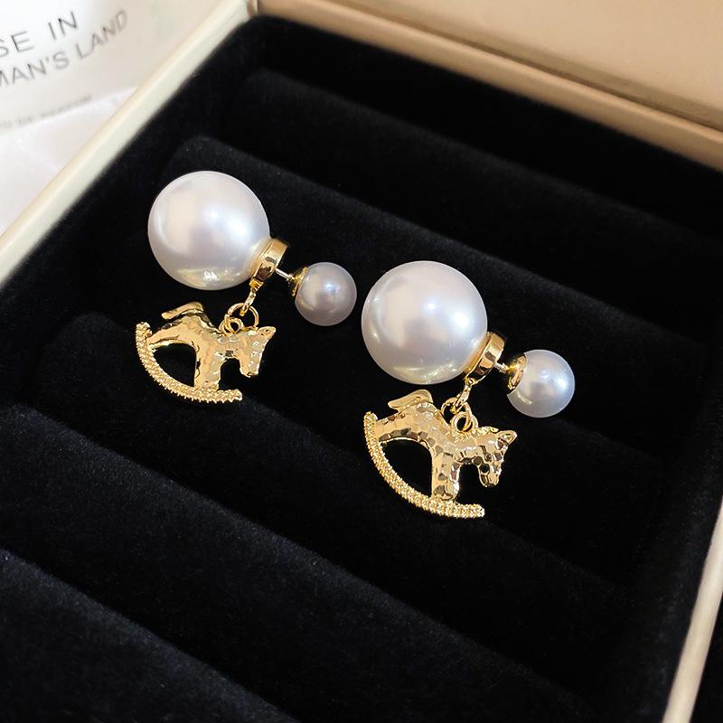 Zircon red natal year pony earrings light luxury stud earrings exquisite cute earrings