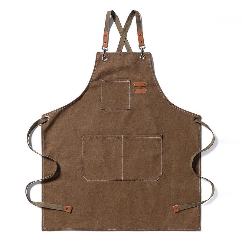 Thick canvas apron for nail salons, barbecue restaurants, home catering, kitchen work uniforms