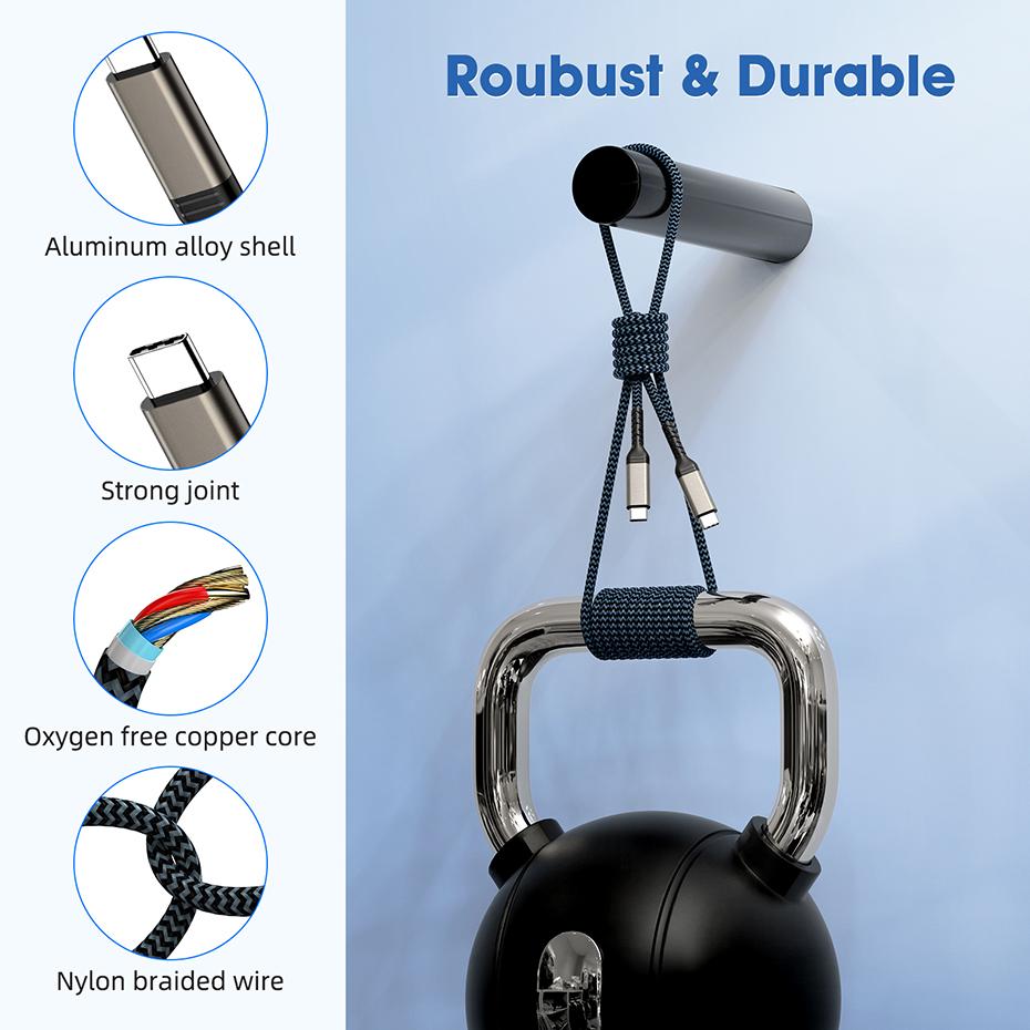 USB 3.2 Gen 1 Type C Cable For Macbook iPhone 16 Samsung Phone iPad 30cm 50cm Short 1M 2M 3M Long Male To Male Data Charger Cord