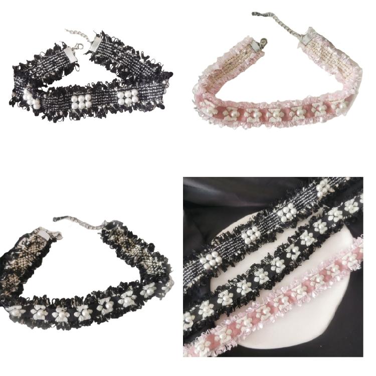 Vintage Small Flower Pearl Neckband Choker Necklace Clavicle Chain Necklace