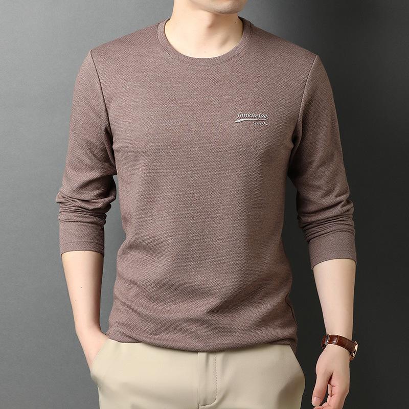 Herren Rundhals Frühling Neues Langarm T-Shirt für junge und mittlere Menschen Dünne Baumwolloberteile Herren Lässiger Pullover Rundhals