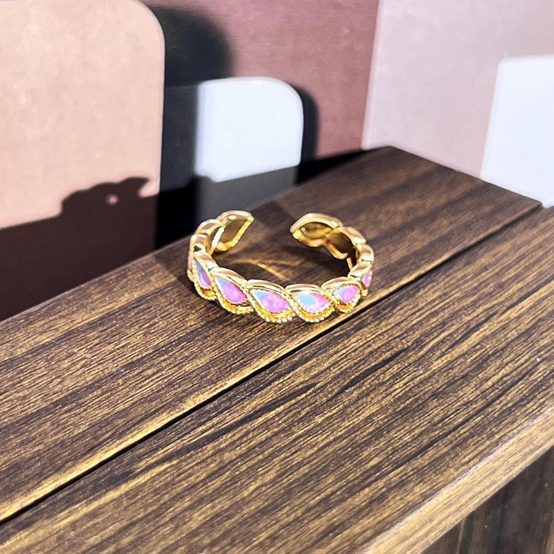 2026 Sweet and Cool Colorful Drip Glaze Temperament Court Style Retro Ring Female Flower Niche Ring