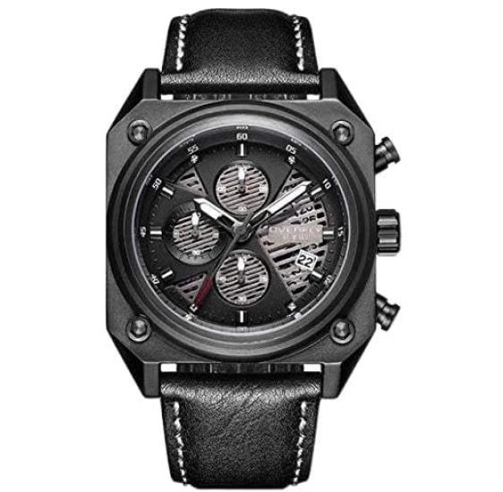 

EYKI Роскошный Международный Бренд Кожа Винтаж Доступен в 3 Цветах для Спорта или Повседневной Носки с Японским Механизмом Мужские Часы, Стиль, Носить, (черный) чёрный