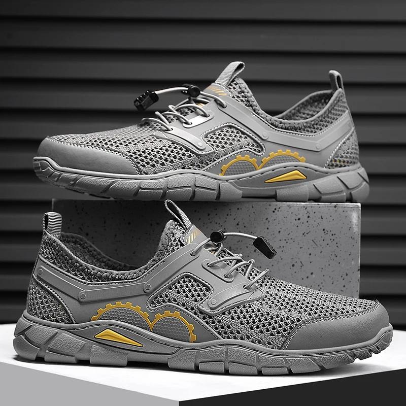 Miękkie Antypoślizgowe Męskie Sneakersy Outdoorowe Letnie Męskie Buty Oddychające Męskie Casualowe Mokasyny Rekreacyjne Do Chodzenia Siateczkowe Obuwie Ażurowe Płaskie