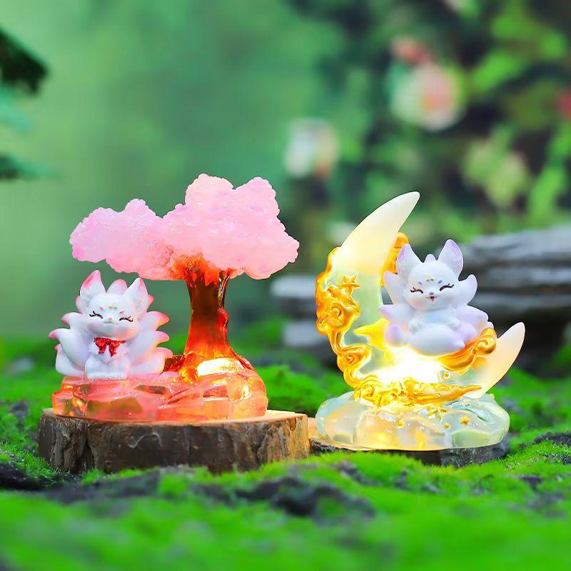 China Chic Ancient Nine Tailed Fox Blind Box Luminous Resin Figure Desktop Ornaments Mysterious Surprise Holiday Gifts