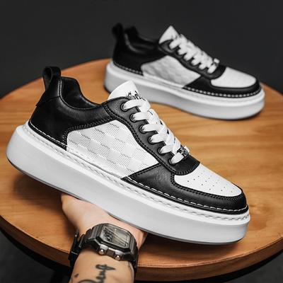 2024 Men Sneakers Casual Fashion Leather Breathable Increased Internal Platform Shoes Street Trend Cool Sports Shoes Board Shoe