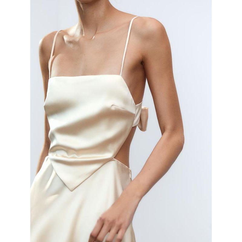 Za2025 Summer New Women Clothes Sexy Sling Silk Satin Texture Sling Waist-Exposed Dress 2896331 727