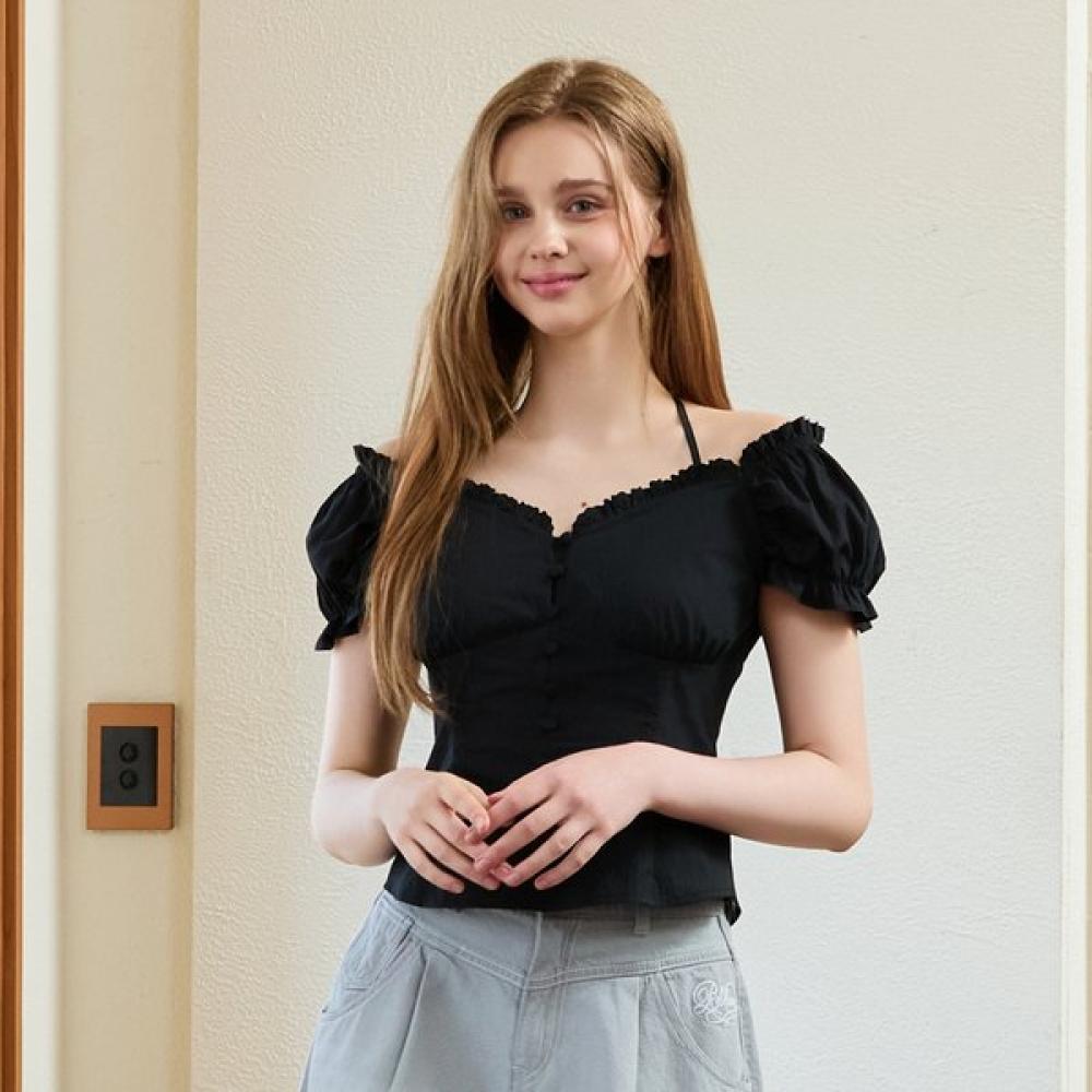 EGOIST Halterneck Ruffle Blouse Blue Es2obl07