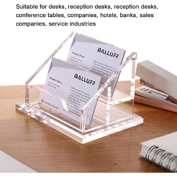 Business Card Holder for Desk,Clear Acrylic Business Cards Display Stand,Horizontal Business Card Holders Display,Name Card Holders for Table-2 Slots