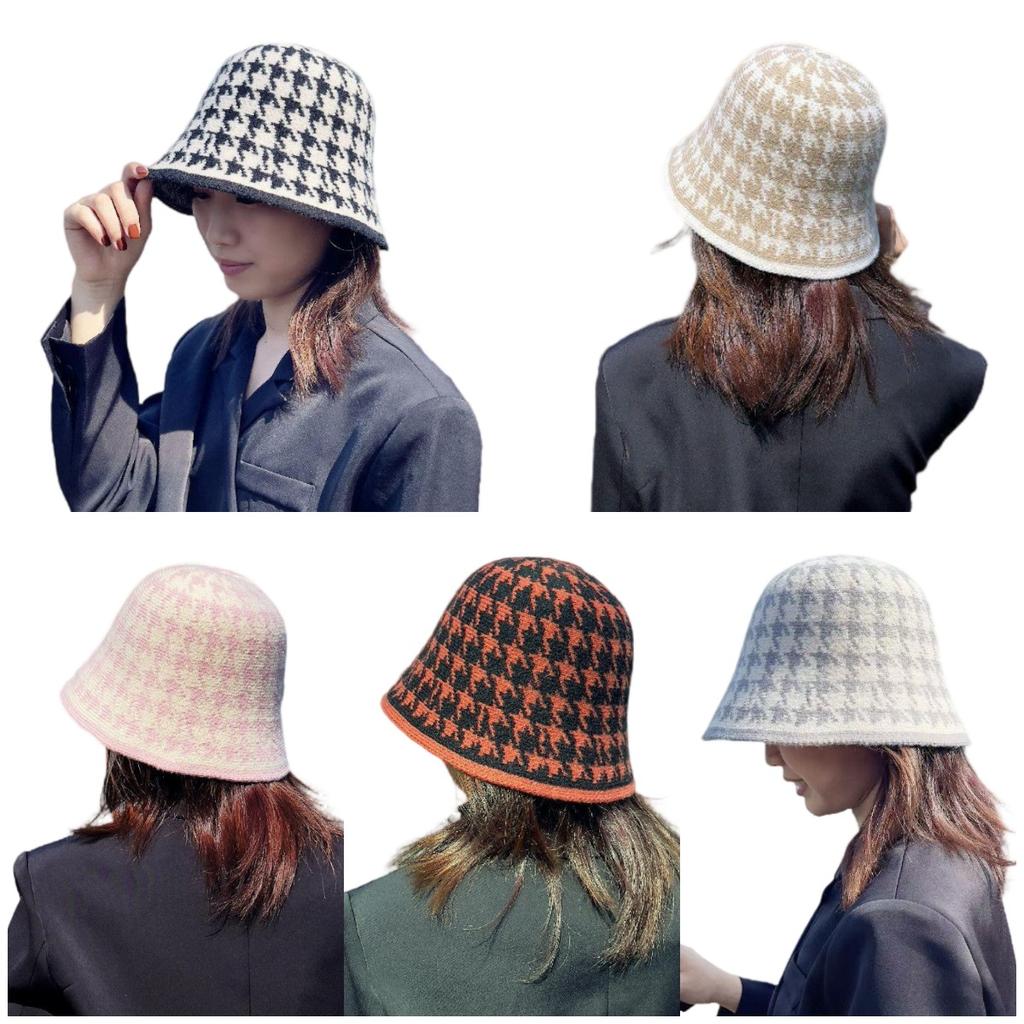 Spring Fall Winter Hat Ins Wind Japanese Bucket Hats Korean Cute Knitted Hats Wool Bucket Hat For Women Mum Mother's Day Gift