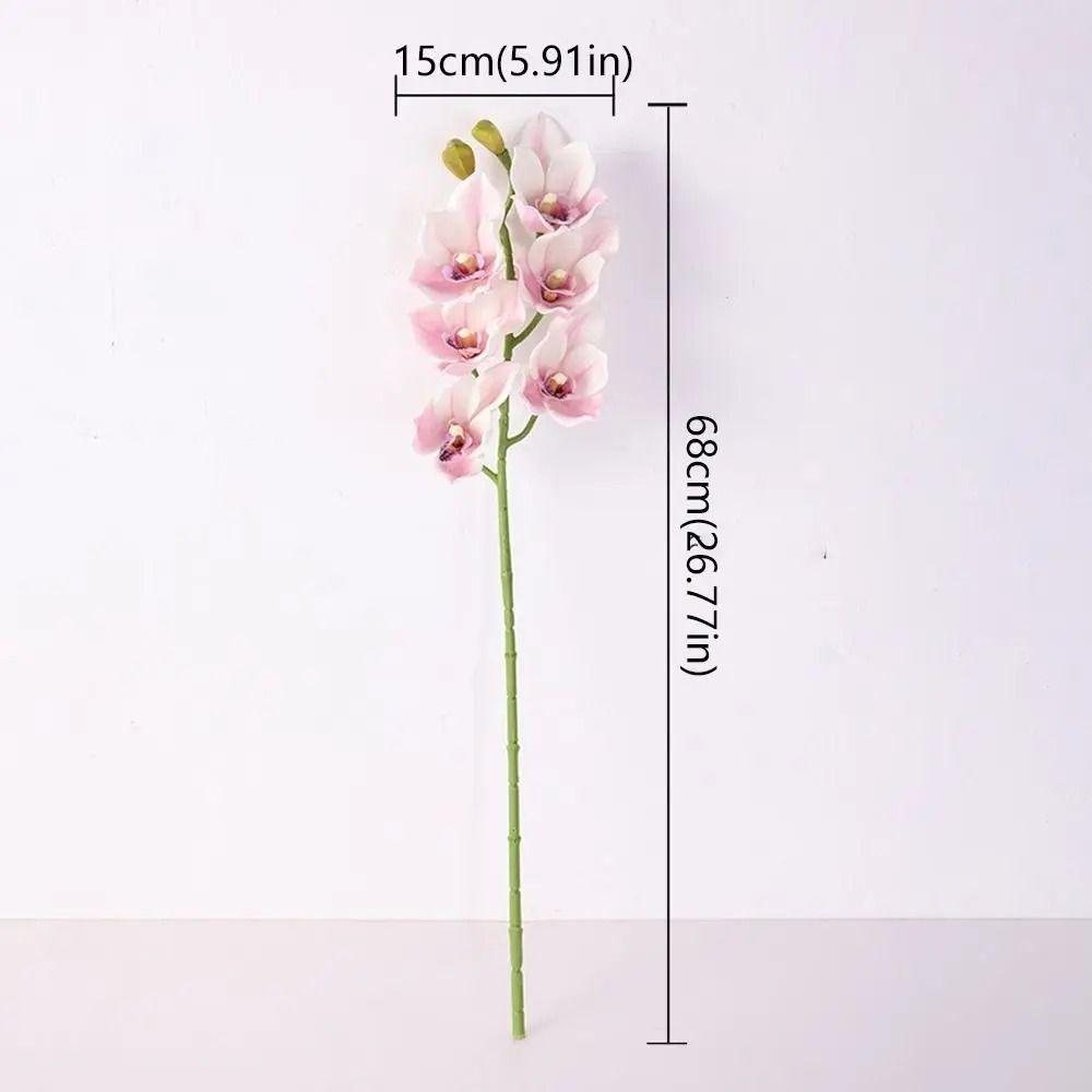 Realistic PU Artificial Orchid Flowers 6 Heads Real Touch Fake Flowers Silicone Cotton Orchid Home Decoration