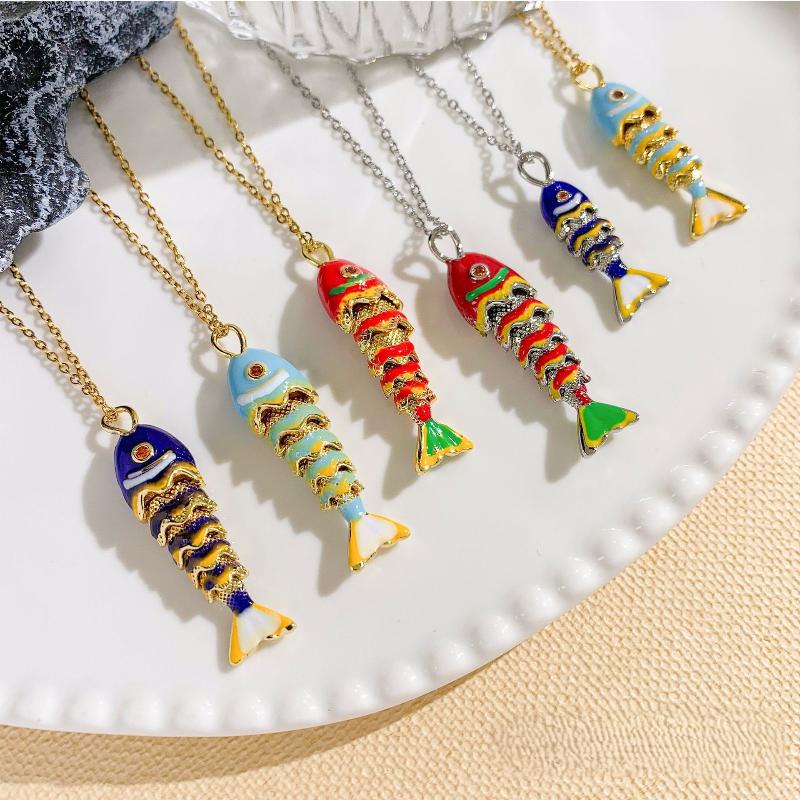 Exquisite Ocean Small Fish Pendant Necklace For Women Stainless Steel Personalized Collarbone Chain Cute Luxury Jewelry Gift