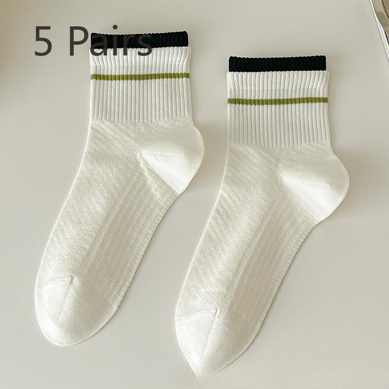 5 Pairs of Men's Summer Thin Sweat Absorbing Deodorizing Breathable Tube Socks