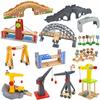 Wooden Train Track Racing Railway Street Sign Toys Bridge Track Accessories Fit Biro Wood Tracks Creative Toys For Children Gift
