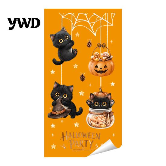 Halloween Window Clings for Glass Castle Pet Static Cling Stickers, Spooky Bat Pumpkin Seasonal Kids Floral Decals, Removable Self-Adhesive