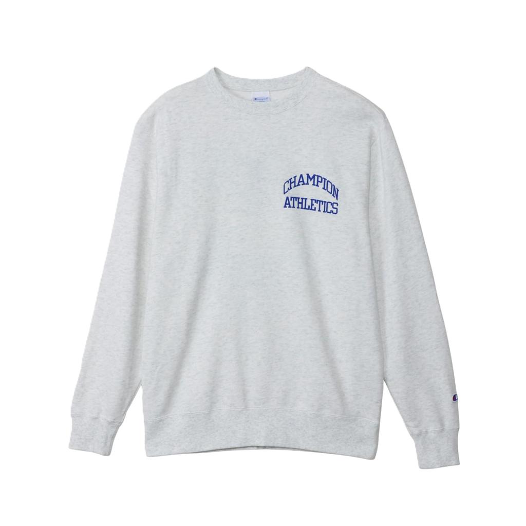 Champion Oatmeal Long Sleeve Crew Neck Sweatshirt with Graphic Logo Men's Print, C3-A033