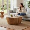 Wooden Coffee Table | Round Drum Table Stool | Living Home Decor Central Furniture, Indian Bedside Nightstand Low Table,Side Table Furniture