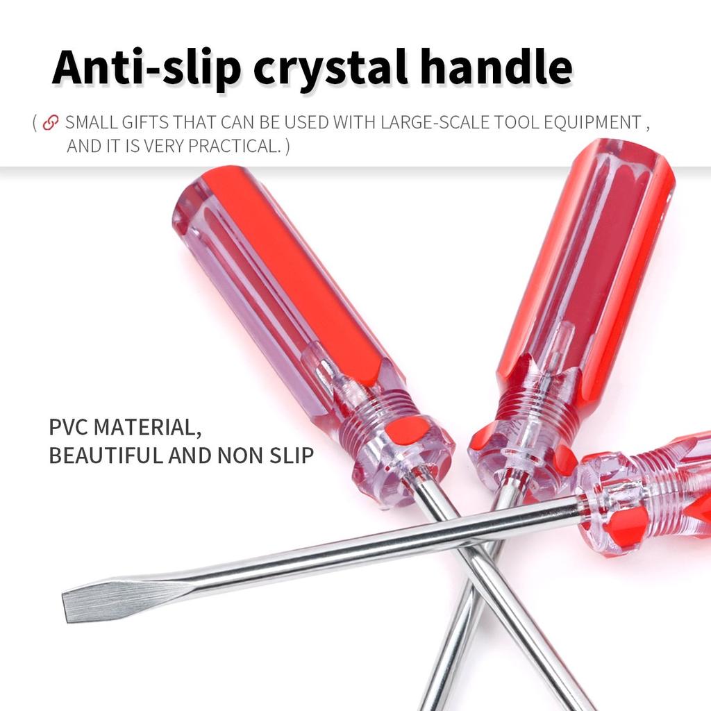 1PC Screwdriver Transparent Head Mini Small Portable Radish Head Handle With Flat Head Slotted Phillips Cross Repair Hand Tool