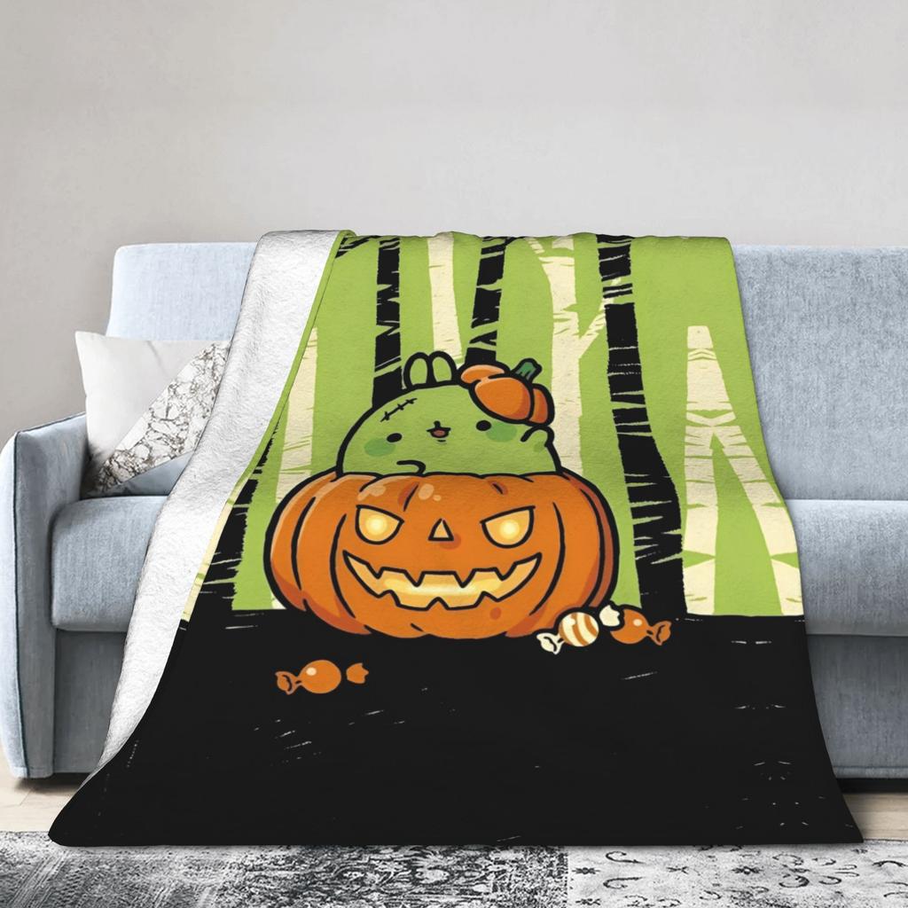 Halloween Pumpkin Cute M-Molangs Blankets Flannel Summer Breathable Super Warm Throw Blanket for Home Outdoor Rug Piece