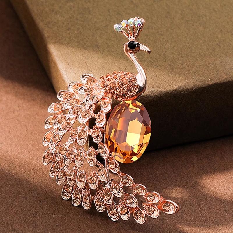 Exquisite Peacock Rhinestone Brooch - Unique High-end Lapel Pin for Suits
