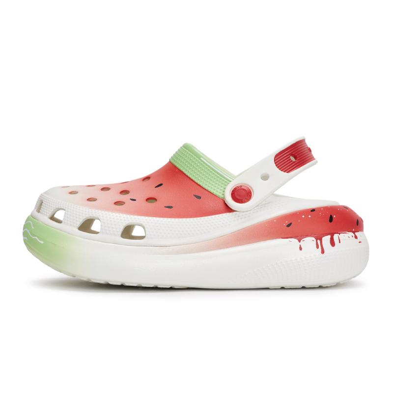 Crocs Crush Clog 811 Watermelon Clog Special Shoe Box Contrast Hole Shoes Unisex White Red Green